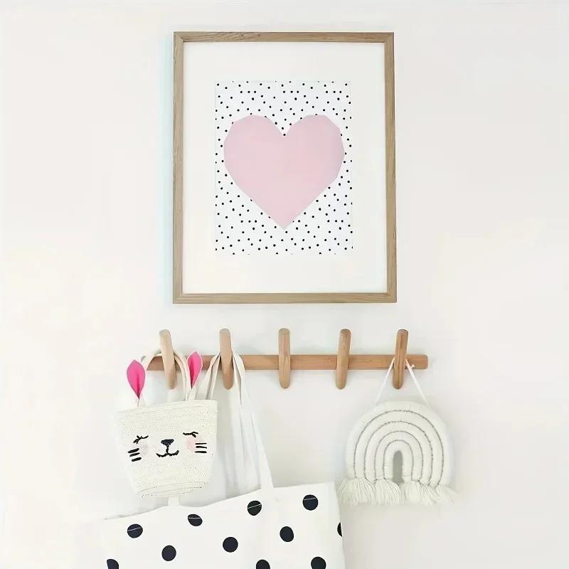 Cintre de rangement mural en bois massif, manteau T1, clé, décoration d'entrée de couloir, 5 crochet