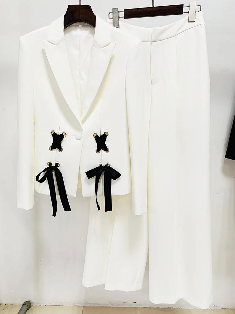 HIGH STREET Nouvelle Collection Mode 2026 Printemps/Été Ensemble Blazer et Pantalon Droit pour Femme