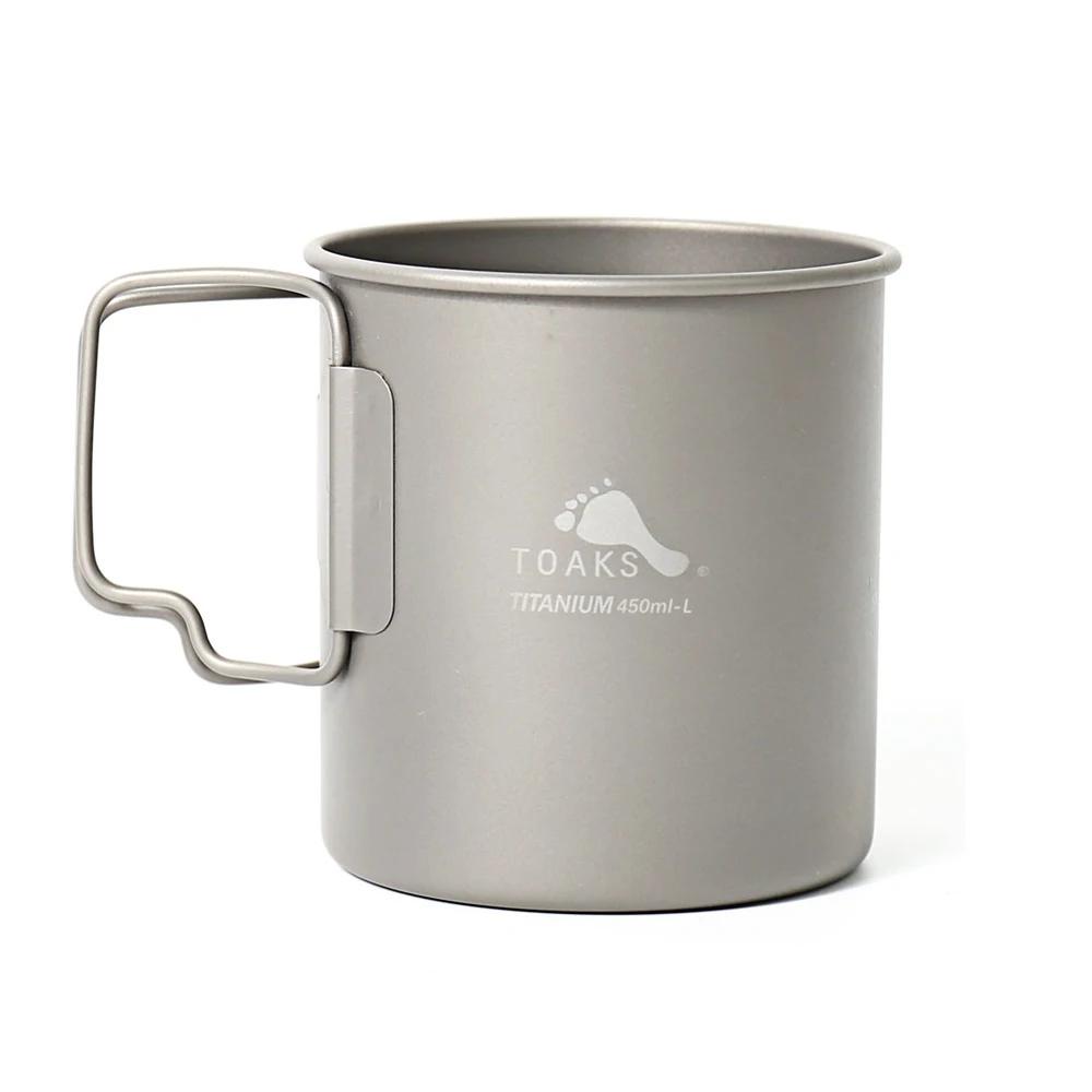 TOAKS-Tasse en Titane Version Ultralégère avec Poignée Pliable, Équipement de Camping en Plein Air,