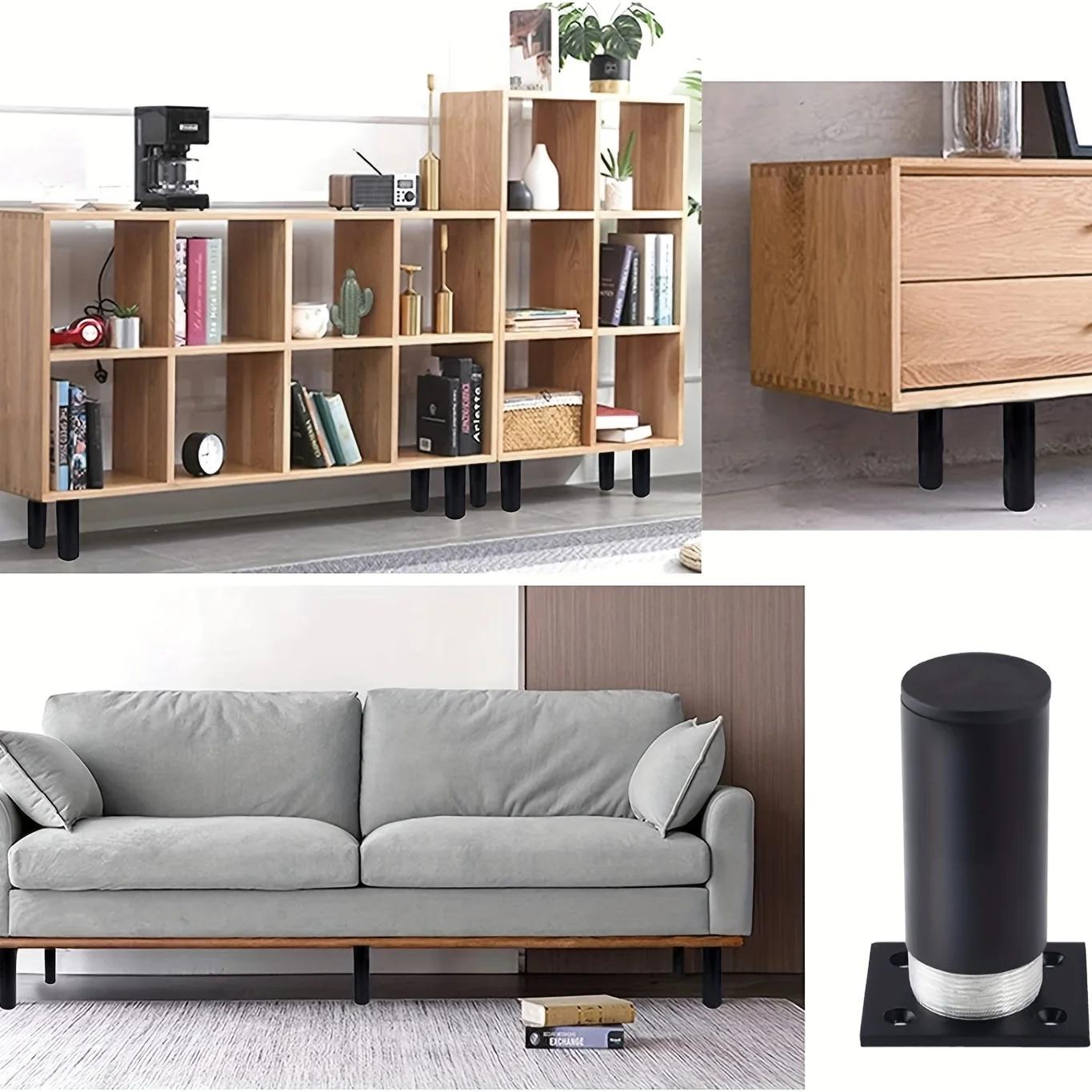 4 pièces pieds de meubles épaissies en alliage d'aluminium pieds d'armoire avec vis pieds réglables