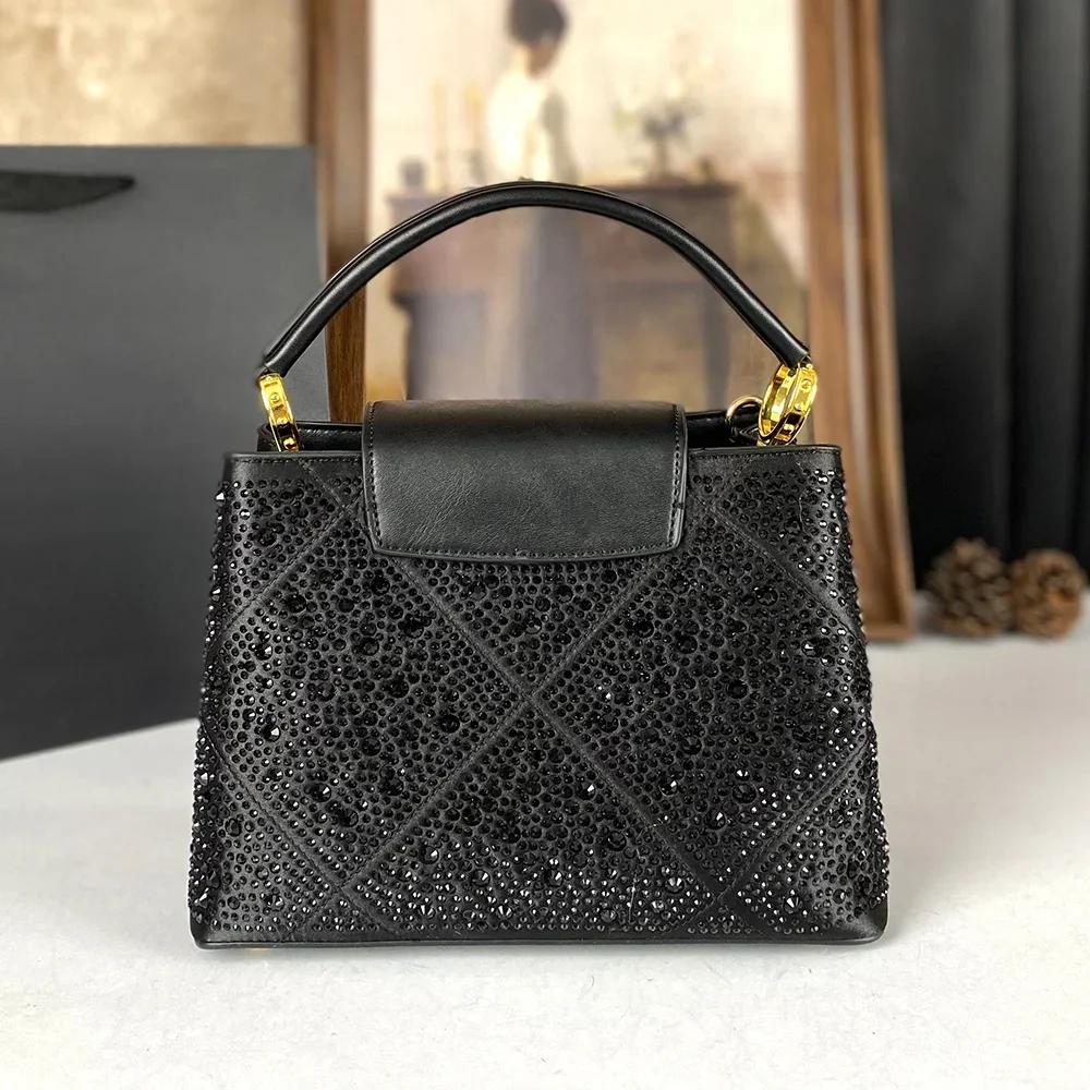 Brillant diamant Style sac à main 2025 nouveau sac pour femmes européennes et américaines Rivet eau
