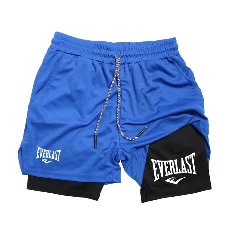 Shorts de course pour hommes 2-en-1, double couche, sportswear, mode, gym, fitness, pantalon court,