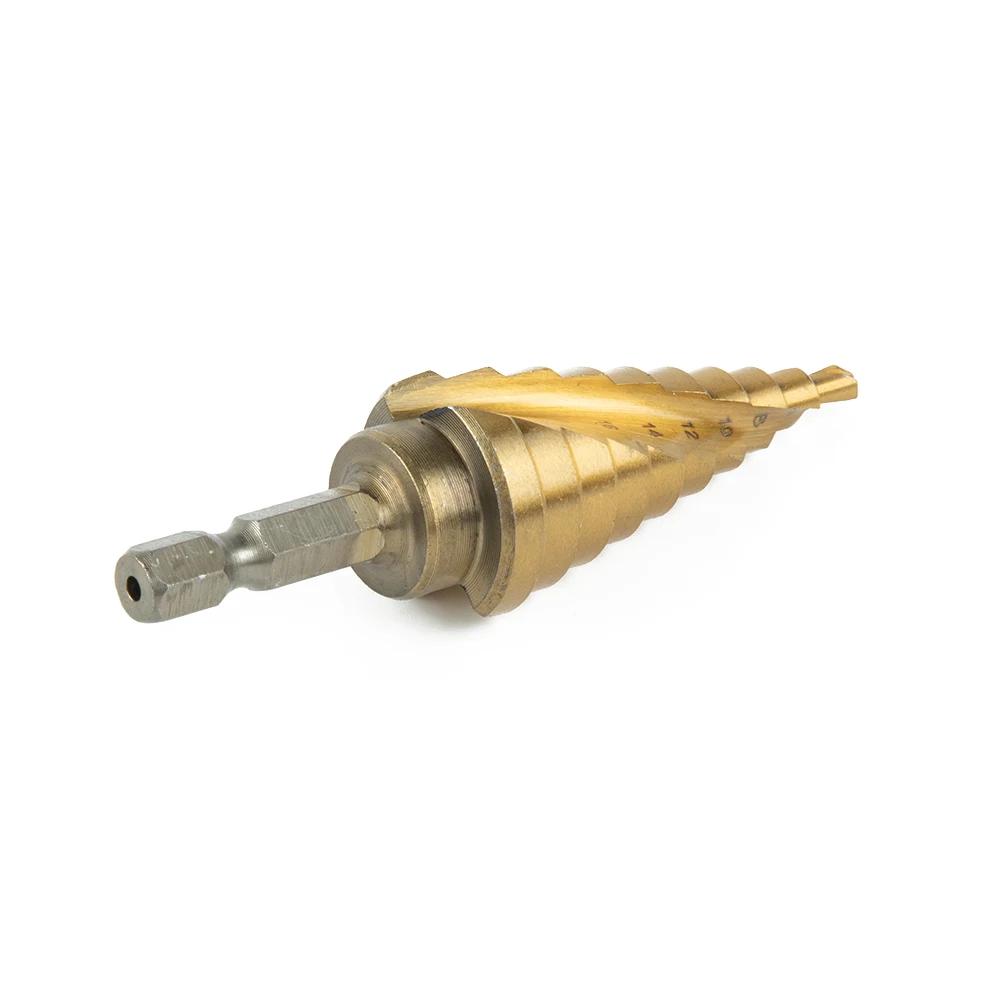 Forets étagés revêtus de titane en acier Hss 4-22mm, outils de coupe de cône étagé, coupe-trou pour