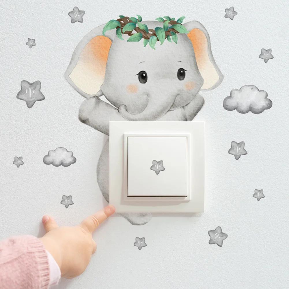 Autocollant de commutateur étoile girafe ours éléphant, mignon, décoration de chambre d'enfant et de