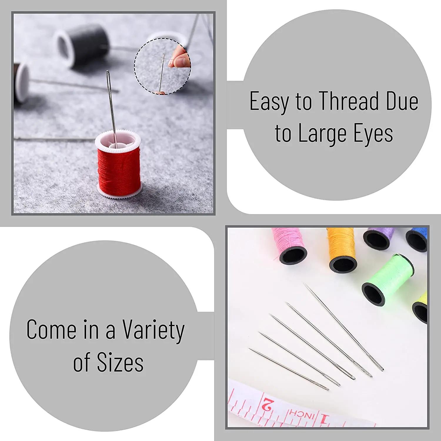 55 Pièces En Acier Inoxydable Big Eye Main Aiguilles à Coudre avec Différentes Tailles pour Couture