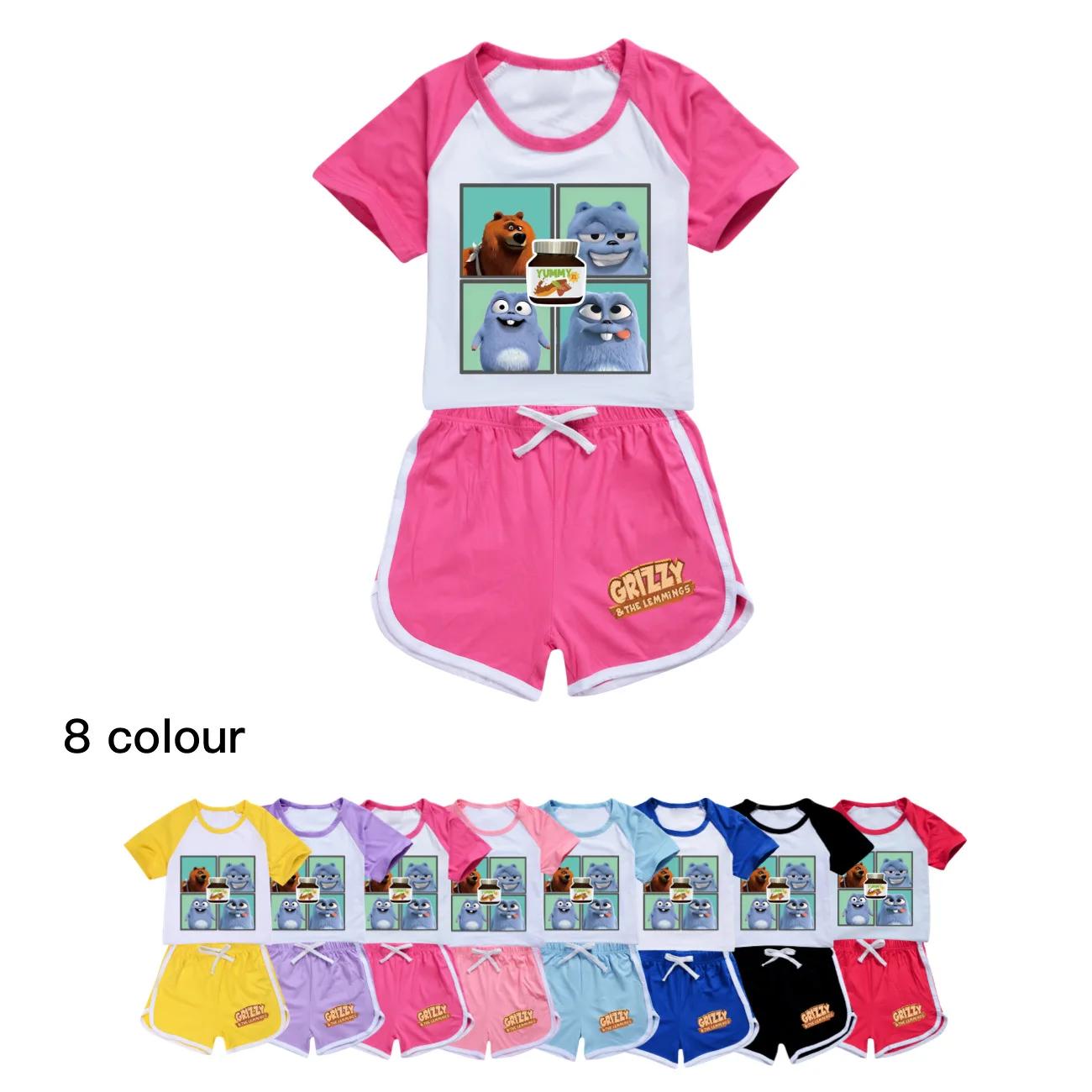 GRIZZY et The Lemming vêtements enfants été costumes de sport garçons Grizzy Bear T-shirts + Shorts