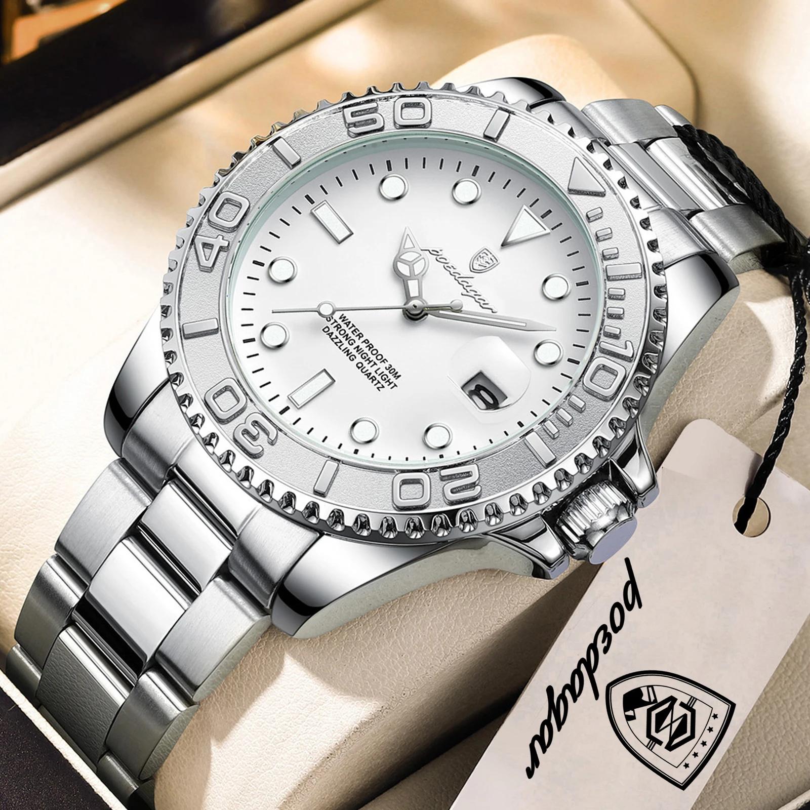 Montre-bracelet homme POEDAGAR, mode décontractée, étanche, lumineuse, date, montre homme élégante,