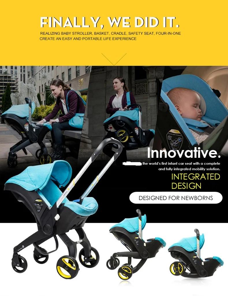 Poussette 4 en 1 pour bébé, poussette multifonctionnelle pliable avec siège auto, landau pour bébé,