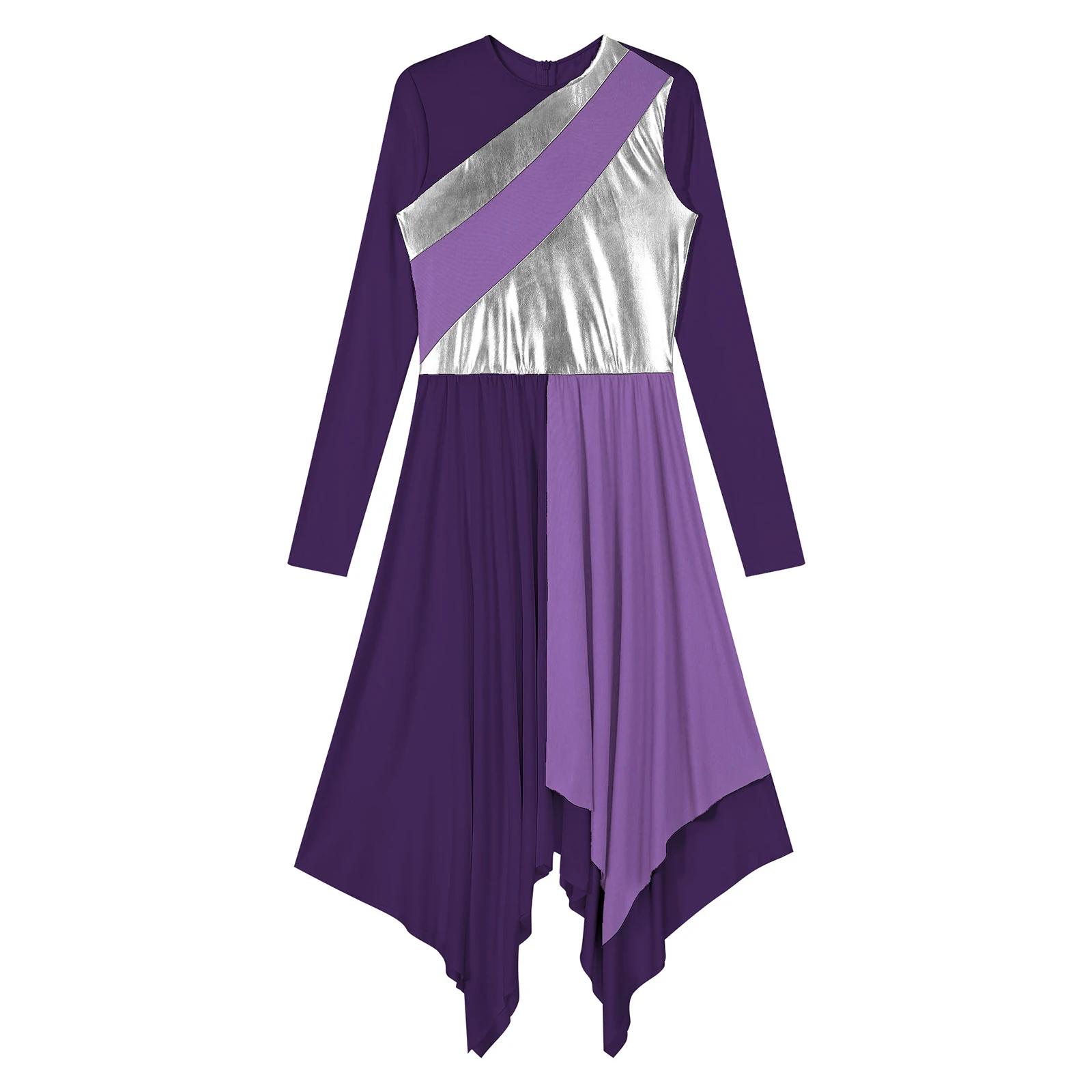 Robe de danse lyrique moderne à manches longues pour femmes, vêtements de danse pour salle de bal, c