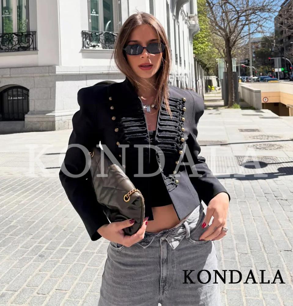 KONDALA Veste Slim Vintage Femme 2026 Nouvelles Tendances Printemps Vestes Napoléon Élégantes pour D
