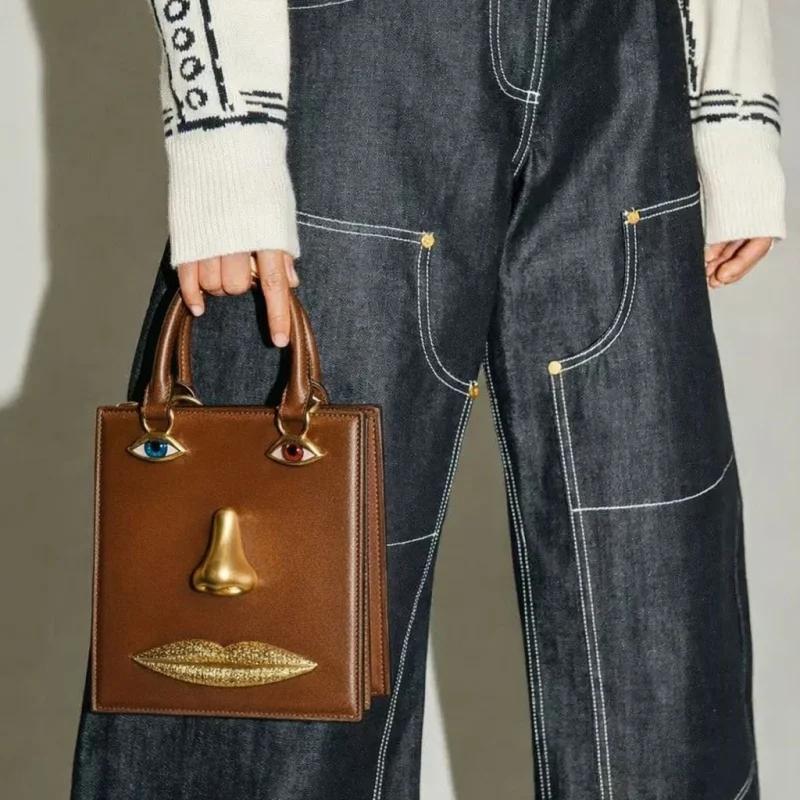 Sac à main vintage 3D pour femme en cuir PU de haute qualité, sac carré avec décoration œil de bijou