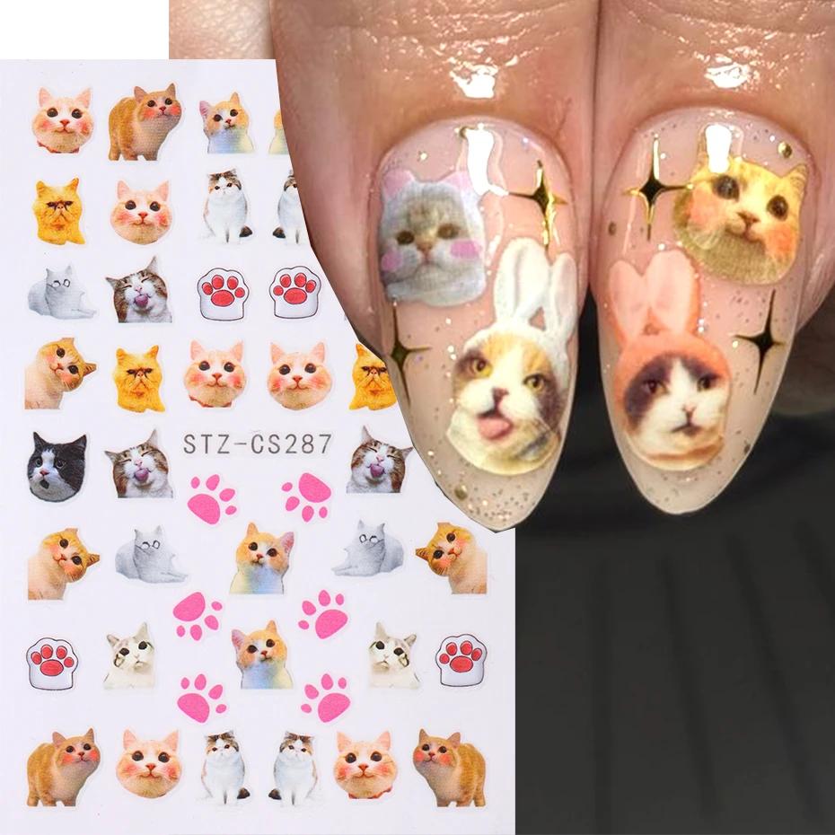 Joli chien chat Animal lapin 3D dessin animé coréen gribouillage Relief auto-adhésif Nail Art autoco