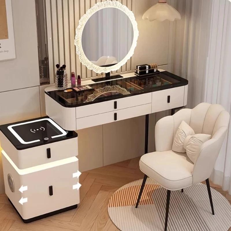 Organisateur de bijoux luxe vanité Table miroir lumières tiroirs nordique filles coiffeuse maquillag