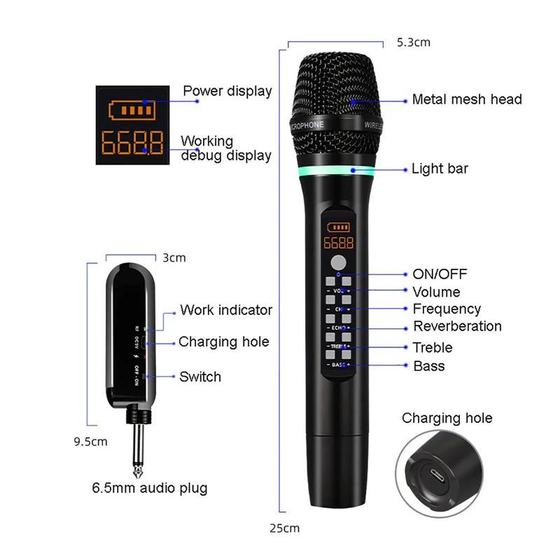 Microphone professionnel sans fil UHF, Bluetooth, karaoké, Studio d'enregistrement, fête à domicile,