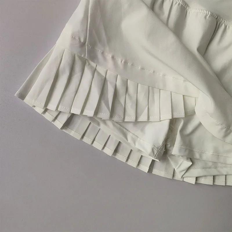 Jupe courte sport taille haute anti-éblouissement avec shorts doublés pour yoga et fitness été