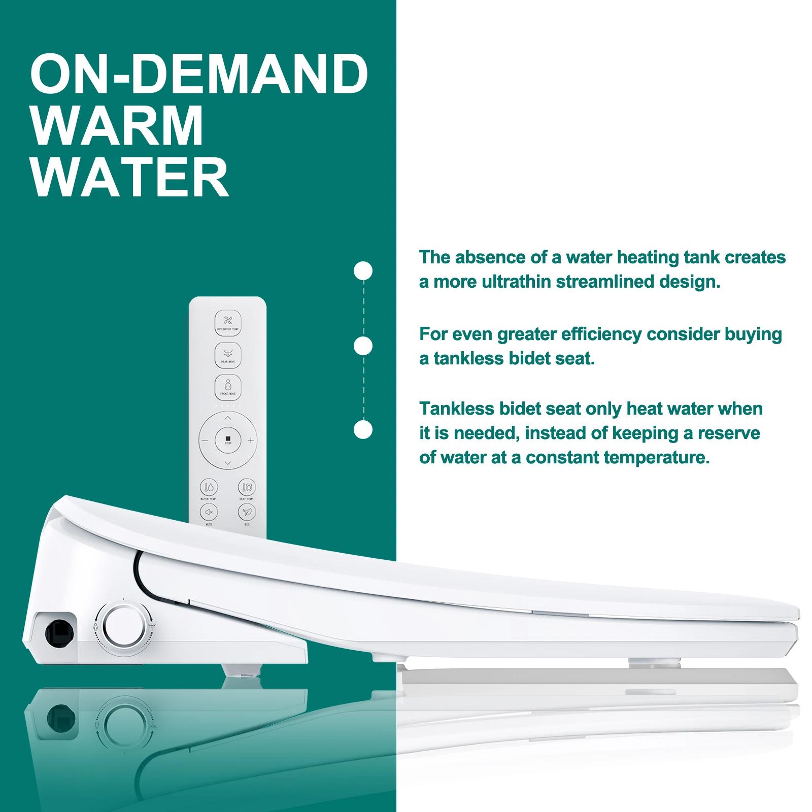 AQUATIZ Bidet de toilette intelligent allongé, siège de toilette électrique à clipser, eau chaude ré
