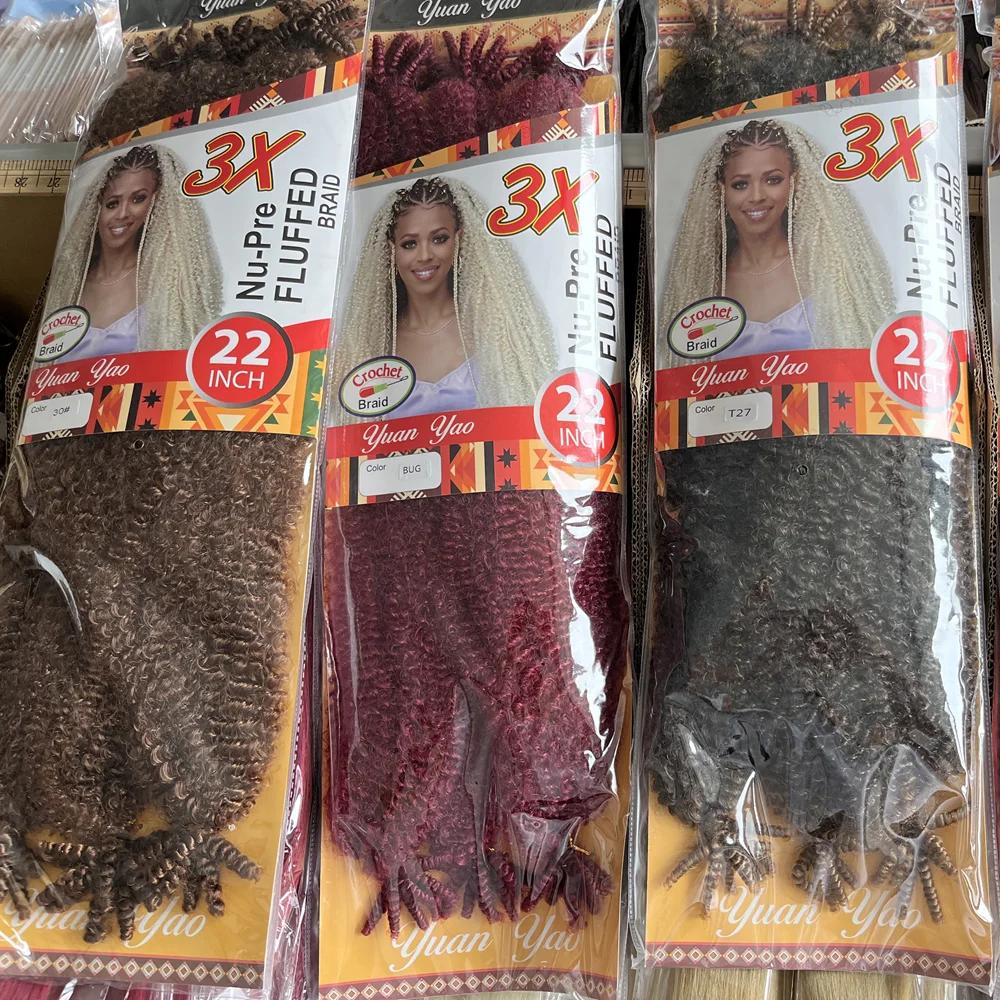 3 paquets de cheveux Afro torsadés de printemps doux 22 pouces Marley Crochet tressage cheveux pré-s