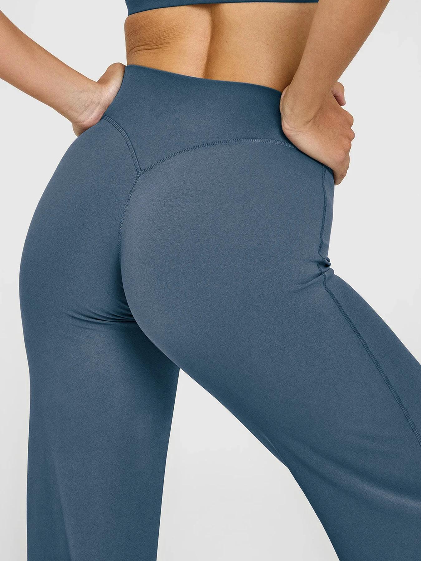Pantalon de Yoga à jambes larges pour femmes, entrejambe de 31.5 pouces, taille haute, contrôle du v