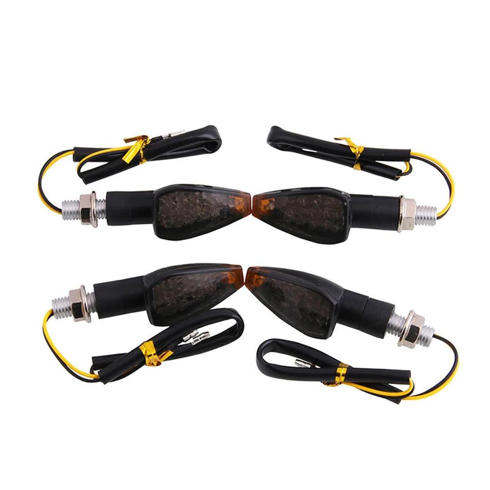 Clignotants LED universels pour motos, longs et courts, accessoires de couleur ambre, 4 pièces/ensem