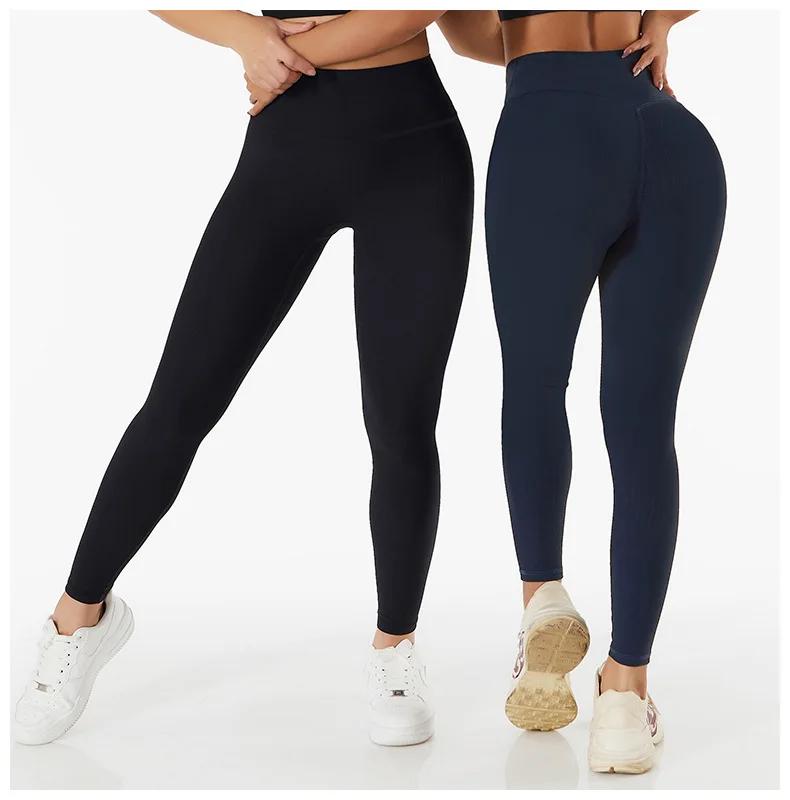 Nouveau pantalon de Yoga côtelé sans couture taille haute Leggings de gymnastique Sport femmes Fitne