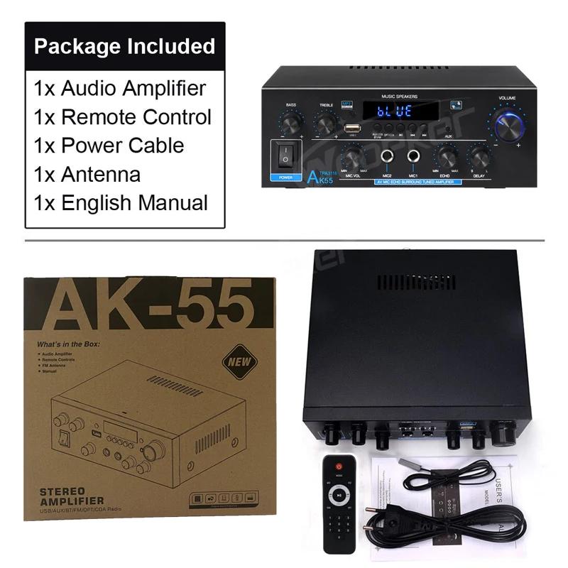 Woopker amplificateur AK55 900W Max 2.0 canaux évalués 70W + 70W Bluetooth Audio Hifi AMP karaoké le