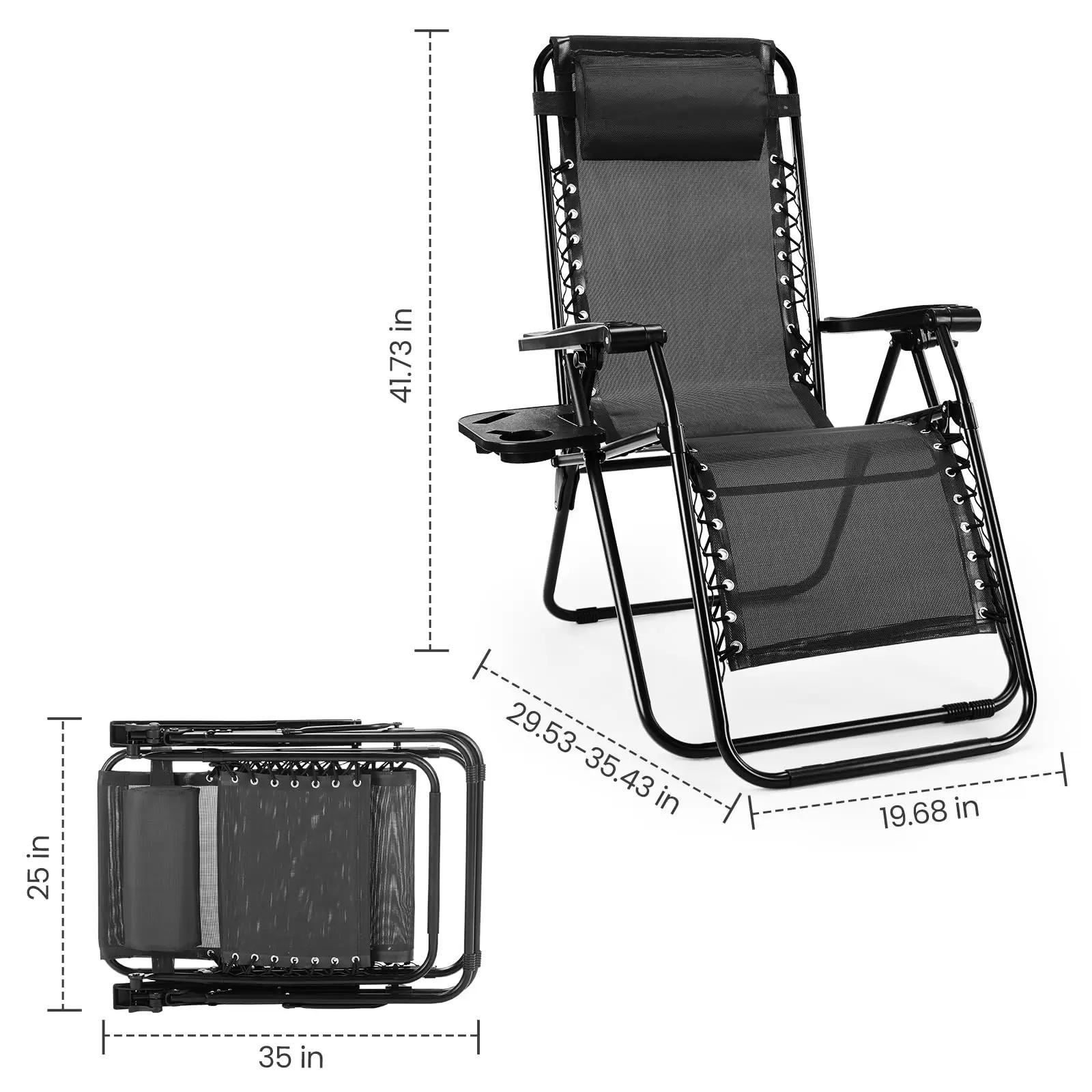 JIAN-Ensemble de 2 chaises inclinables portables ontariGravity, avec plateaux porte-gobelet, oreille