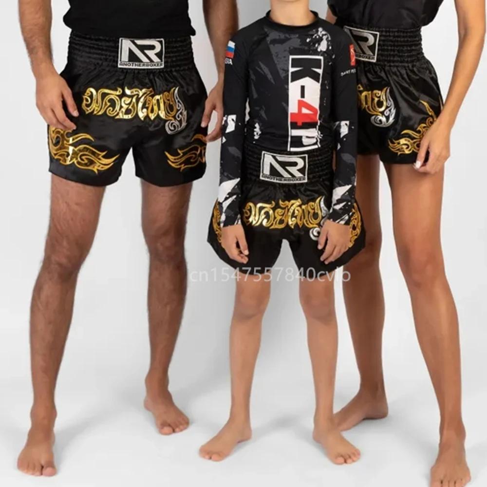 ANOTHERBOXER Short Muay Thai, pantalon de boxe traditionnel brodé, vêtements de sport pour hommes et