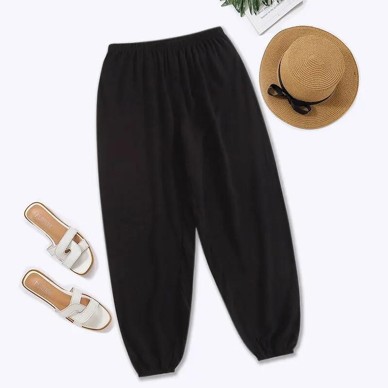 Pantalon sarouel femme ample élastique confortable été plage survêtement décontracté ceinture élastique
