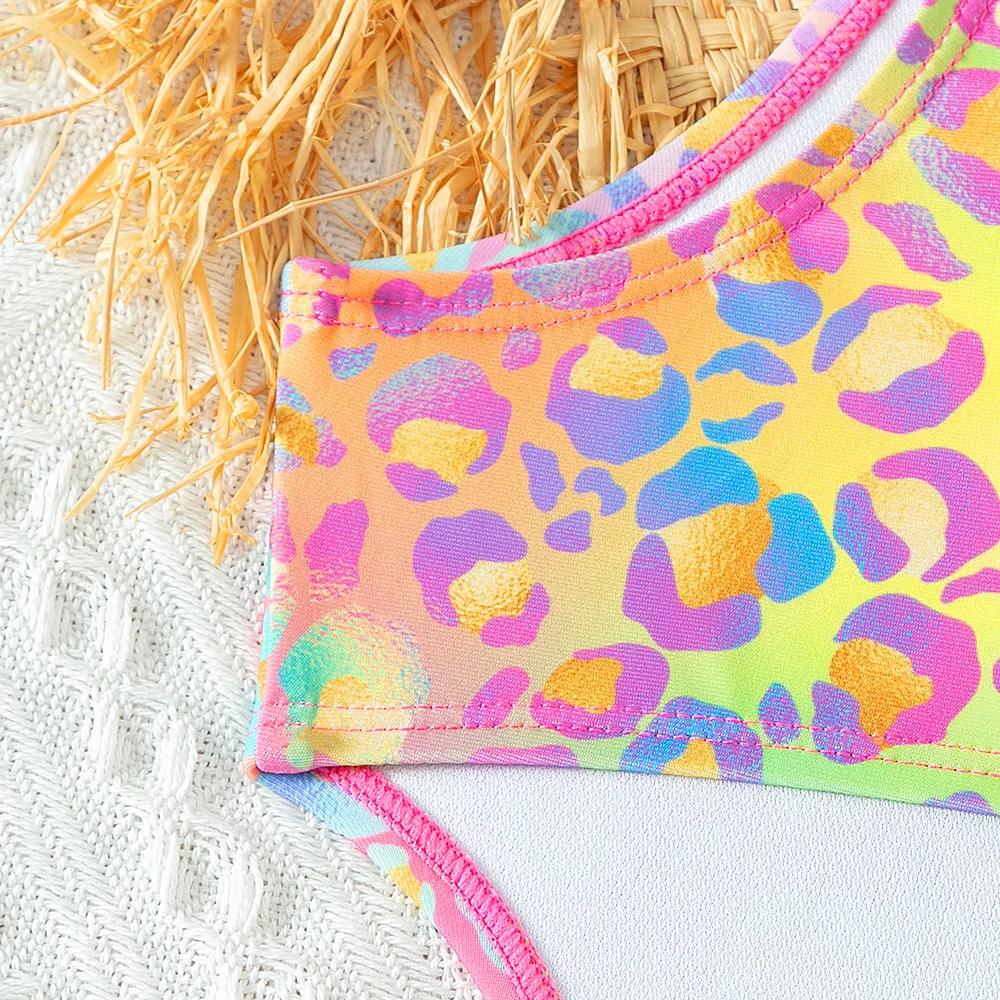 Maillot de bain une pièce pour filles, lumineux et coloré, avec nœud à volants, pour adolescentes, v