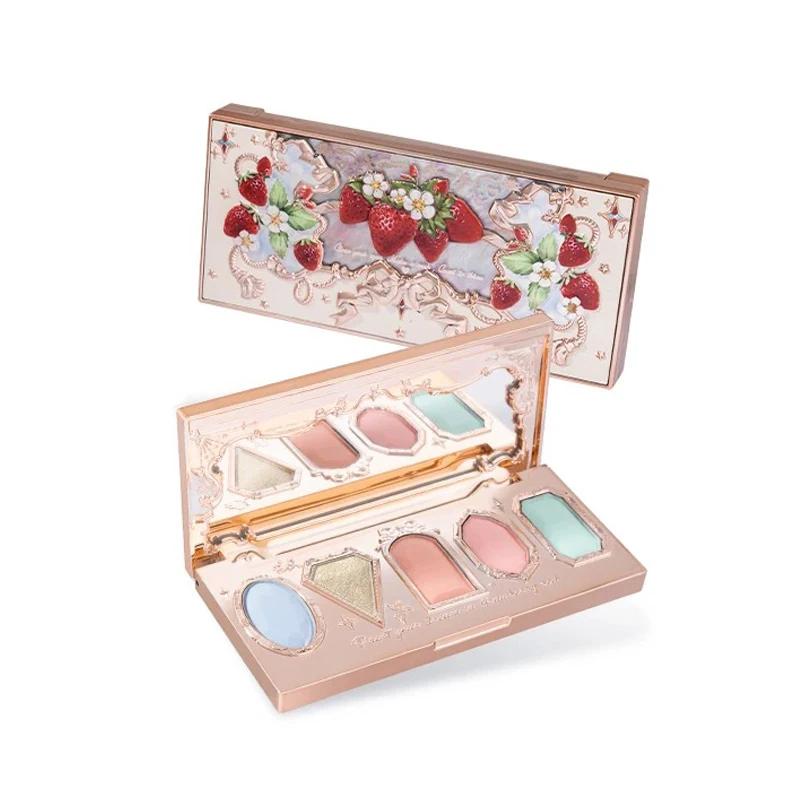 Fleur sait fraise Rococo fard à paupières pressé paillettes 5 couleurs ombre à paupières Texture cré
