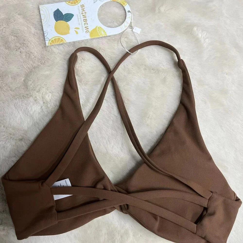 SHINBENE – soutien-gorge de sport rembourré avec bretelles croisées, dos nu, Fitness, sans manches,