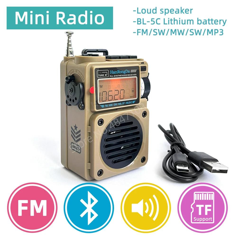 Radio Portable Mini poche FM AM MW SW WB récepteur pleine bande écran LCD lecteur de musique Support
