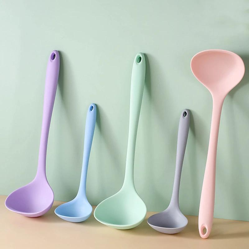 Cuillère à soupe en Silicone à Long manche, grandes nouilles Ramen, cuillères à soupe, marmite chaud