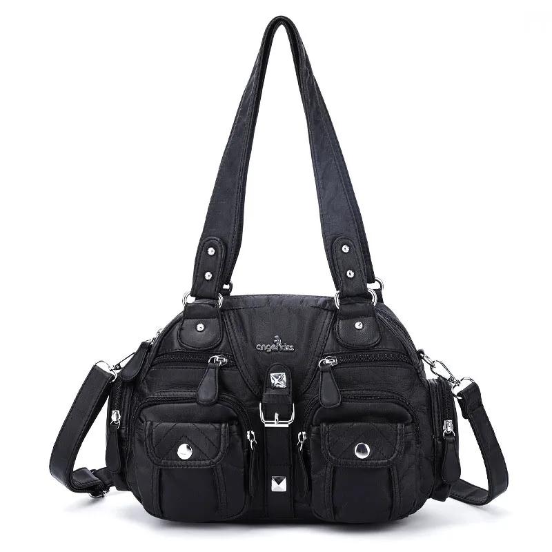 Angelkd'appareils-Sacs à main pour femmes, sacoche à poignée supérieure, sac PU initié, pack de boul