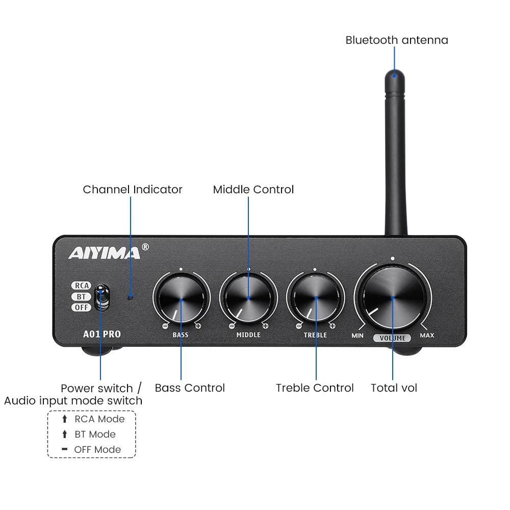 Amplificateur de puissance Bluetooth AIYIMA A01 PRO TPA3116D2, amplificateur audio HIFI 100W stéréo