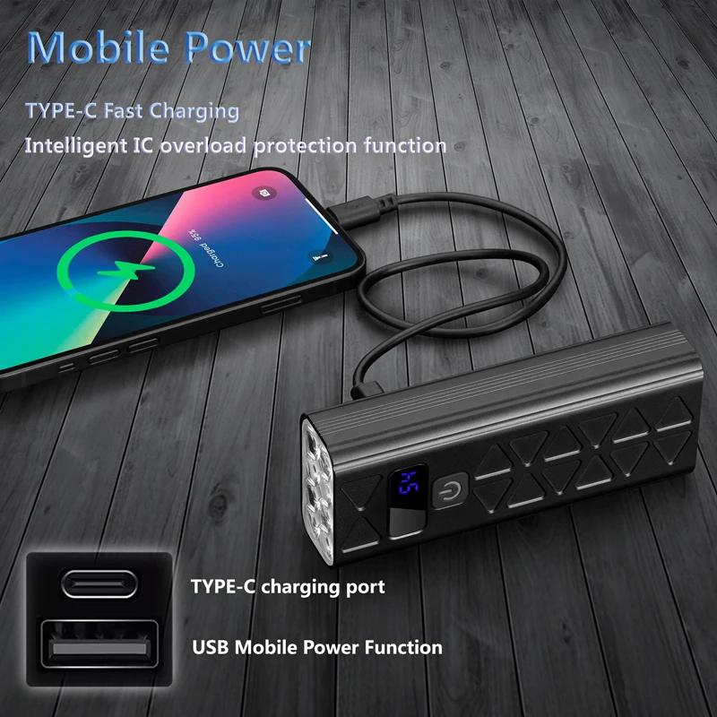 Lumière avant de vélo 5000Lumen, lampe de poche étanche 10000mAh, charge USB, lampe de vélo VTT, acc
