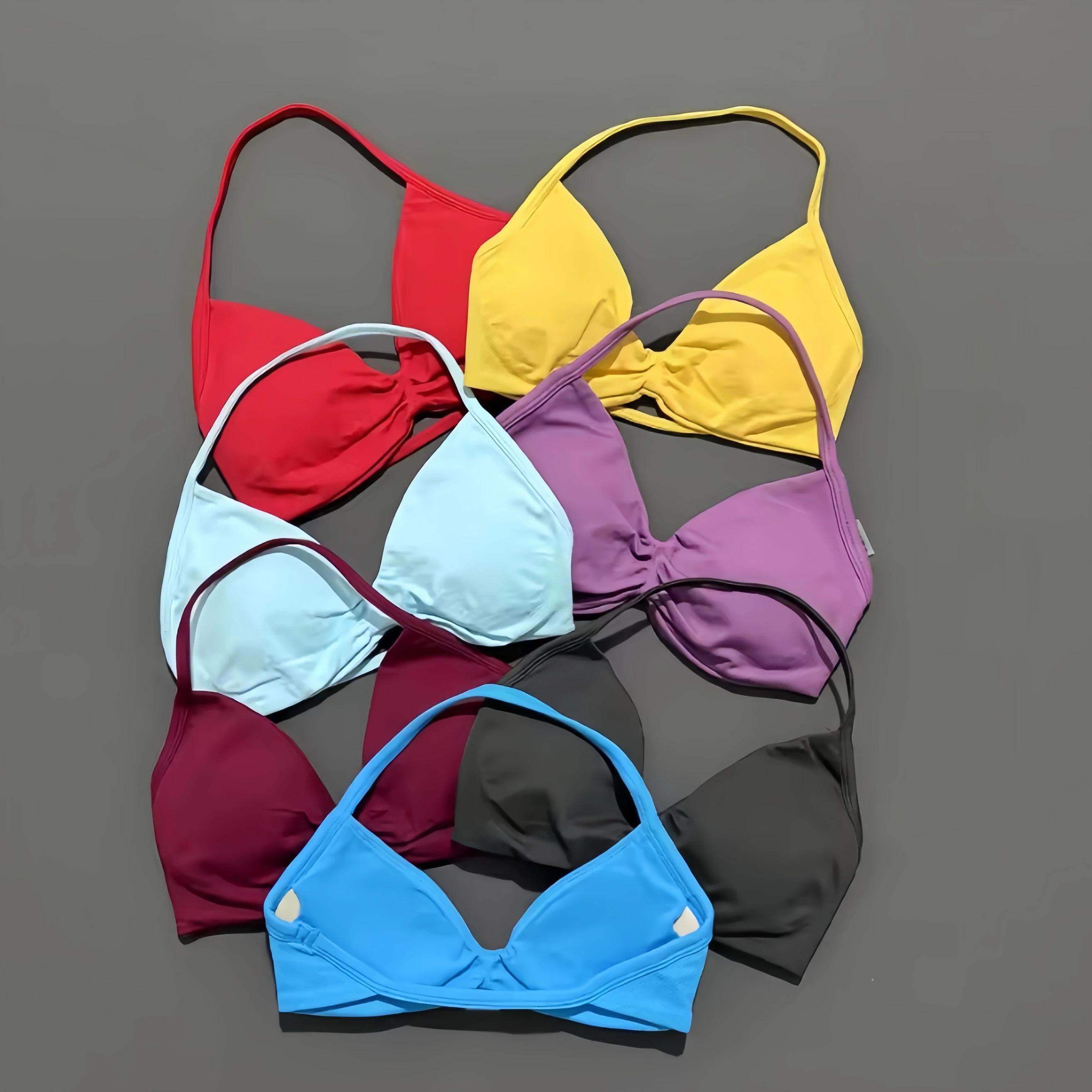 Soutien-gorge de sport push-up sexy à bretelles et dos ouvert, haut court de gym avec coussinets amo