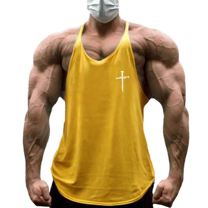 Gilets de Sport personnalisés pour hommes, imprimé croisé, musculation, course à pied, Fitness, chem
