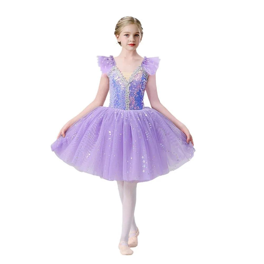 Robes de danse pour filles, robes de ballet pour enfants, robes de danse à paillettes pour filles, c