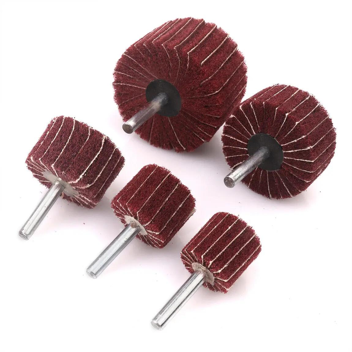 Roue de ponçage à lamelles Non tissées, tige de 6MM, tampon à récurer Abrasive en Fiber, polissage,