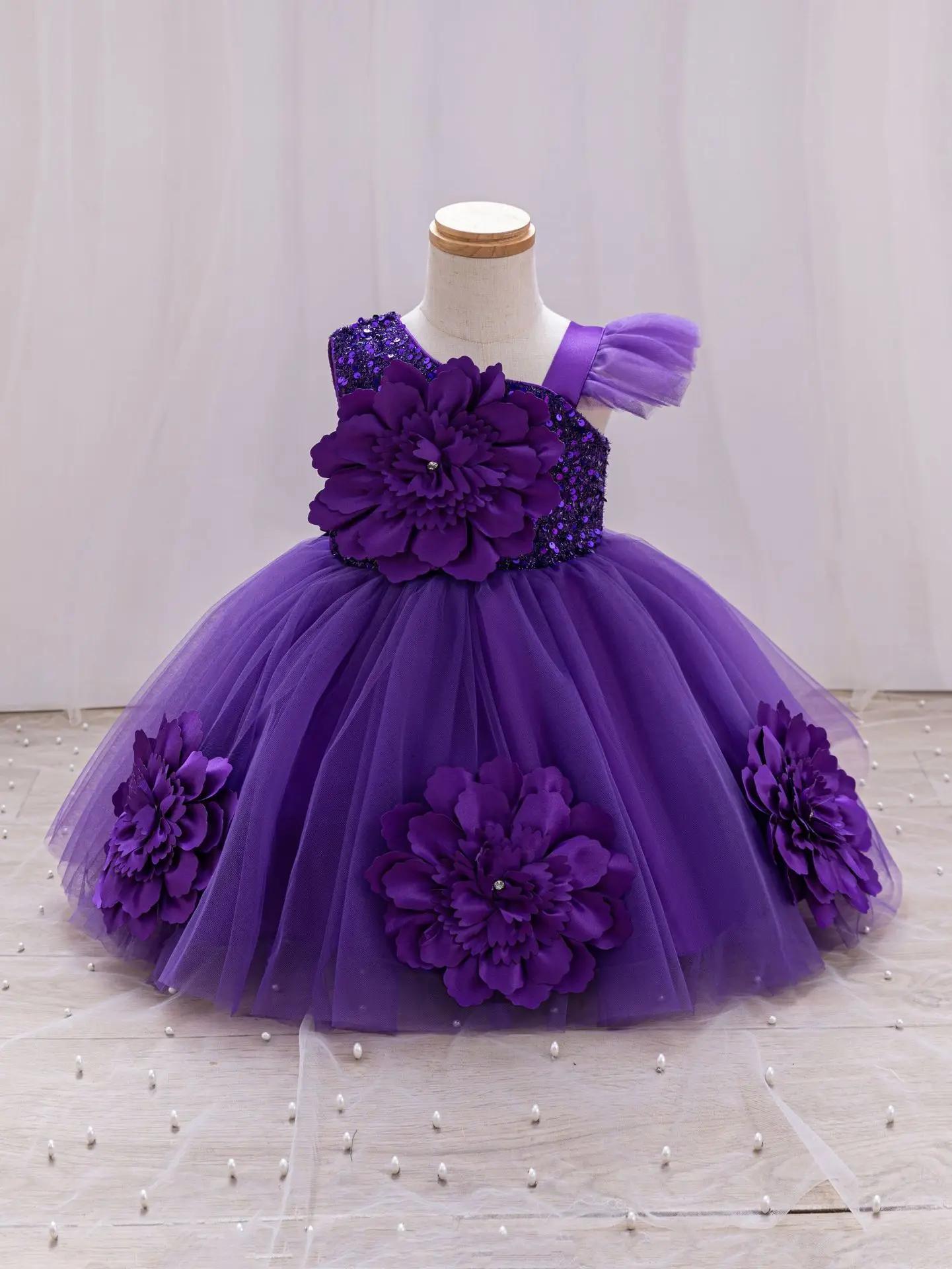 Robe de princesse pour filles de 1 à 5 ans, sans manches, en maille papillon tridimensionnelle, robe