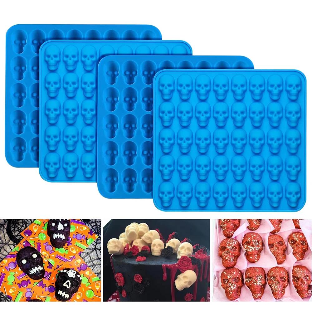 Moule mini crâne en silicone, 1/2/4 pièces, utilisé pour la fabrication de bonbons au chocolat, de g