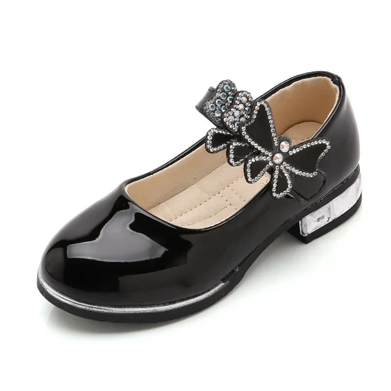 Chaussures en cuir pour filles, pour fête de mariage, chaussures de Performance pour enfants avec nœ