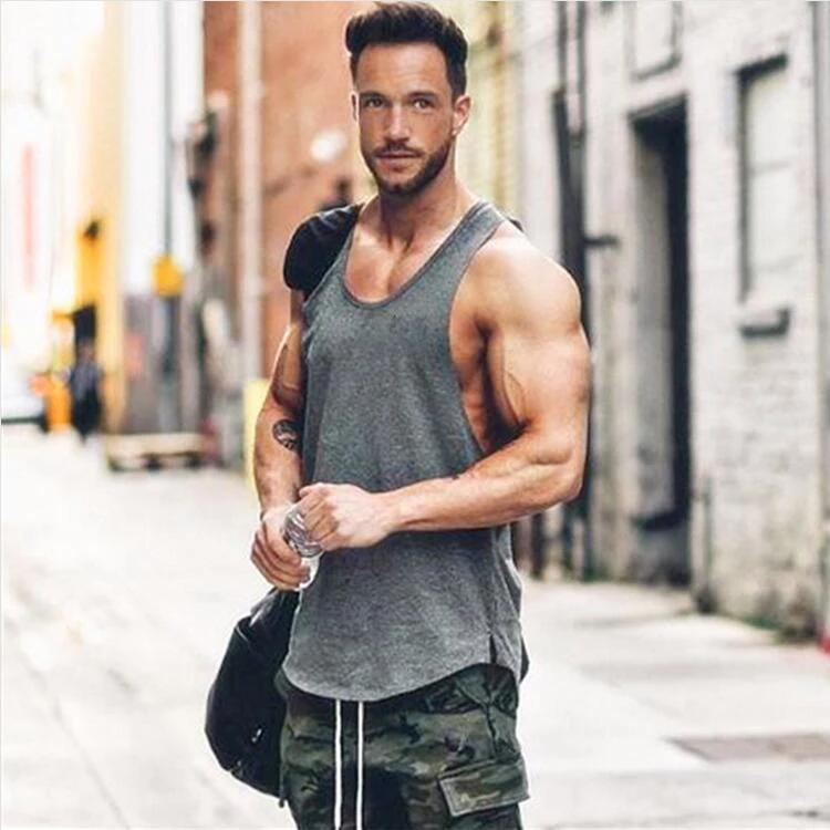 Débardeur musculaire homme coton respirant - T-shirt sans manches sport musculation course fitness