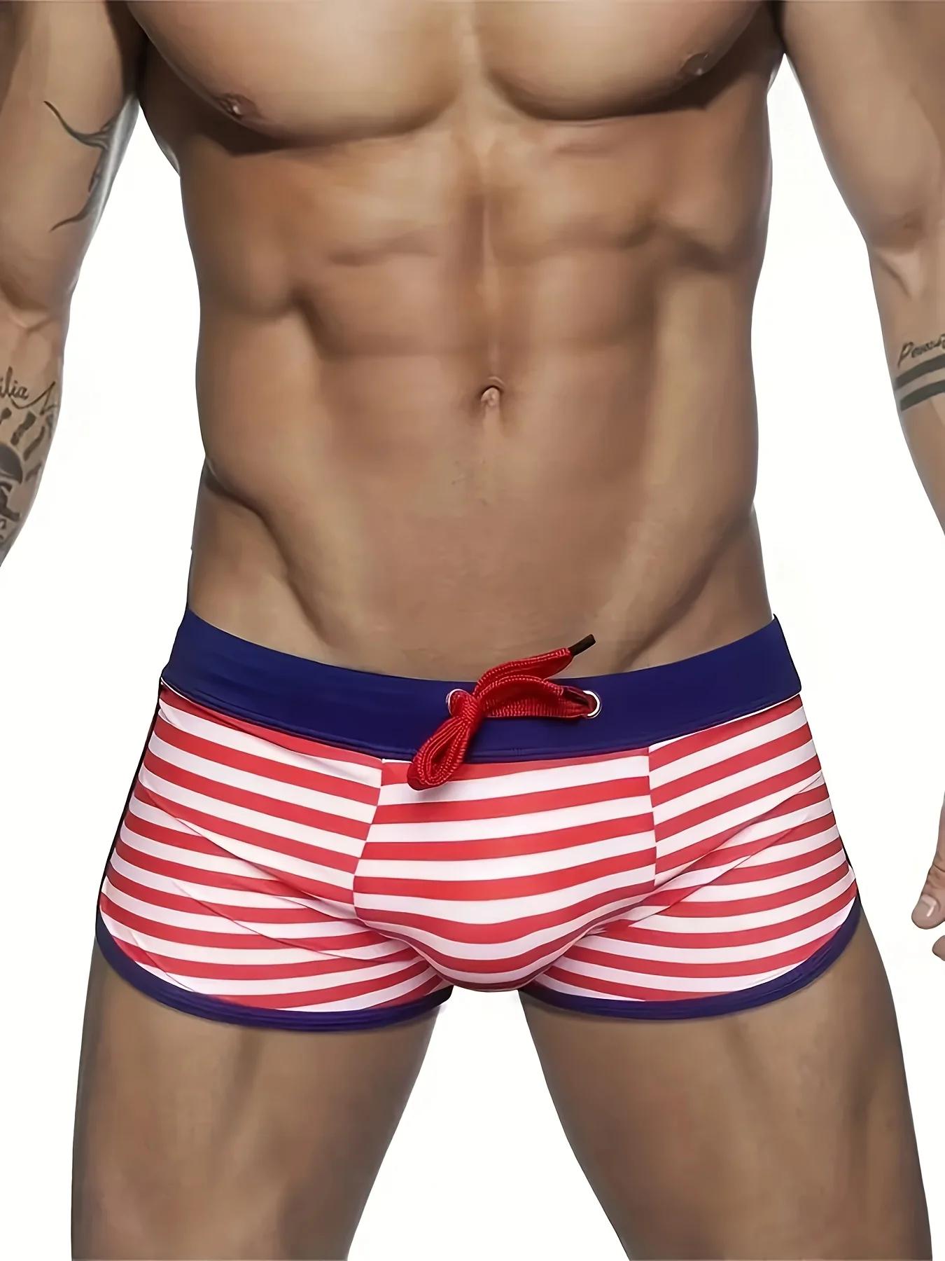 Maillot de bain confortable à rayures pour hommes, vêtements à séchage rapide, adaptés aux plages et