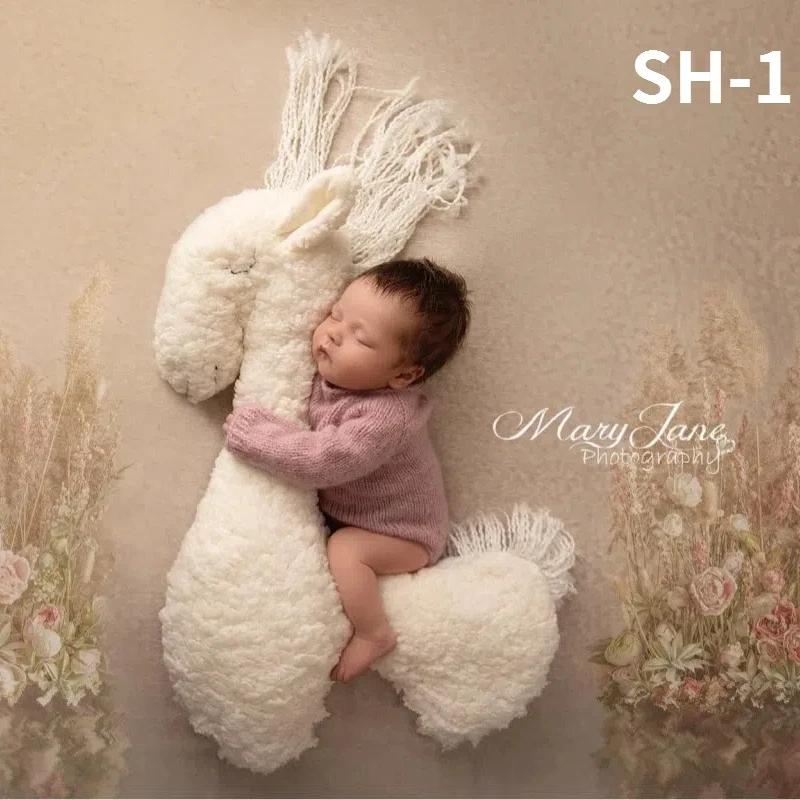 Accessoires de photographie pour nouveau-nés, licorne, cheval de pose, coussin, couverture, arrière-