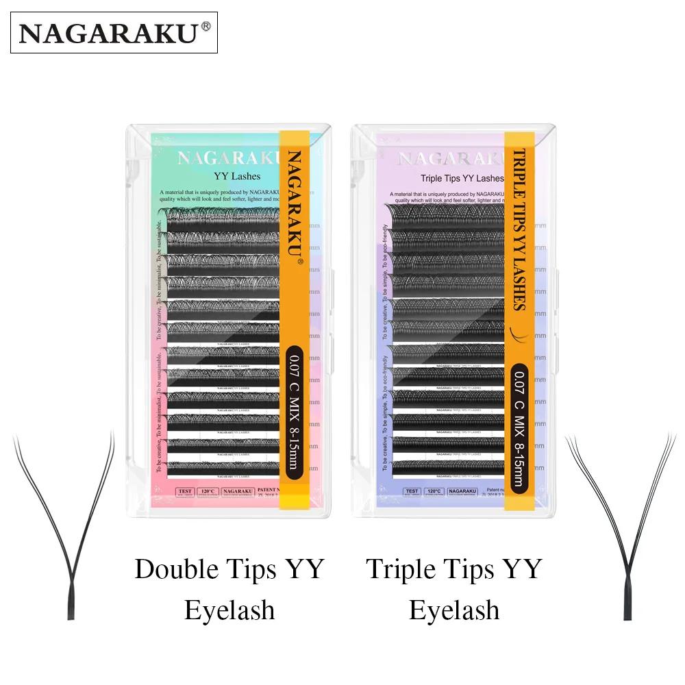 NAGARAKU YY forme Double/trois pointes fendues Triple haut entrelacé racine Extensions de cils cils