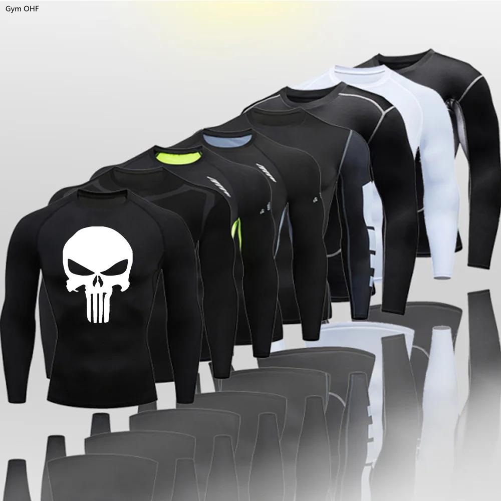 Économie de course à compression pour hommes, coupe sèche, fitness, gym, rashguard, football, entraî
