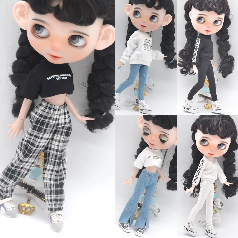 Blyth vêtements Azone OB22 OB24 accessoires de poupée mode court T noir blanc jean pantalon à carrea