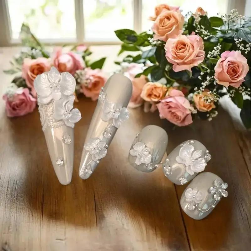 Moule à ongles 3D en Silicone, Design de fleur Phalaenopsis, orchidée papillon douce, modèle de manu